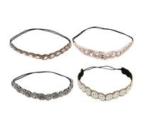 ibasenice Lot de 4 Bandeaux Élastiques à Perles pour Femmes, Adaptés aux Cheveux Fins, Moyens et Épais, Élégants et Confortables sans Tirer Cheveux