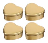 ibasenice Lot de 4 Boîtes à Bonbons en Tôle D'acier Dorée Forme Cœur, Boîte Portable pour Rangement de Bonbons, Présent pour Fêtes et Festivals