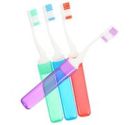 ibasenice Lot de 4 Brosses à Dents de Voyage à Poils Fins, Petites, en Plastique Léger, Portables et Pliables, Kit Hygiène Buccale Pratique pour Déplacements et Nettoyage Précis
