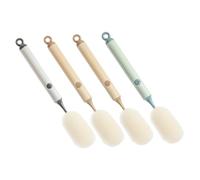 ibasenice Lot de 4 Brosses pour Bouteille d'Eau Éponge Manche Long Amovible Brosse de Nettoyage Multifonctionnelle pour Biberons Tasses Gobelets - PP Couleurs Kaki Vert et Gris -