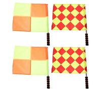ibasenice Lot de 4 Drapeaux d'Arbitre à Carreaux pour Football et Rugby Drapeaux de Juge de Touche Sportifs avec Poignée Antidérapante en Mousse Signalisation Officielle de Compétition