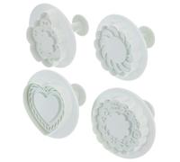 ibasenice Lot de 4 Emporte-pièces Réutilisables en Abs Forme Feuille D'éventail, Cœur et Fleur, Facile à Nettoyer, pour Pâtisserie DIY et Réunions Festives