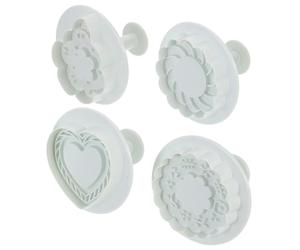 ibasenice Lot de 4 Emporte-pièces Réutilisables en Abs Forme Feuille D'éventail, Cœur et Fleur, Facile à Nettoyer, pour Pâtisserie DIY et Réunions Festives
