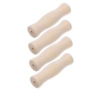 ibasenice Lot De 4 Poignées en Bois Massif pour Brosse Barbecue - Accessoires De Remplacement 11 Cm pour Ustensiles De Grillades en Plein Air Prise Antidérapante Ergonomique