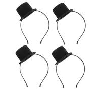 ibasenice Lot de 4 Serrage-Têtes Petit Chapeau Haut-de-Forme Noir Accessoires Cheveux de Chapeau Bandeaux Festifs pour Carnaval Anniversaire et Événements à Thème Années 1920
