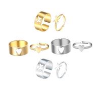 ibasenice Lot De 4 Set De Paires De Bagues Pour Femme Et Couple, Bagues Décoratives En Alliage Imperméable, Style Créatif, Usage Quotidien, Tailles Variées, Design Romantique