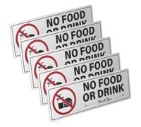 ibasenice Lot de 5 Autocollants Interdits de Manger ou de Boire, Panneaux de Sécurité Auto-adhésifs, Alliage d'Aluminium, Résistants aux Intempéries, pour Boutique et École