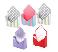 ibasenice Lot de 5 Boîtes D’Emballage de Fleurs en Carton Étanche Forme Enveloppe Pliables Motifs Pois Rouges Pois Beige Rayures Violettes et Bleu Pastel pour Bouquets et Présents