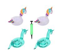 ibasenice Lot De 5 Porte-gobelets Gonflables Flottants PVC D’Animaux Colorés pour Fêtes Aquatiques, Piscine Et Bain, avec Gonfleur Included, Assortiment Licorne Paillettes Et Arc-en-Ciel