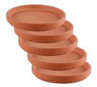 ibasenice Lot de 5 Soucoupes Rondes en Terre Cuite Rouge 13x1,7 Cm Étanches pour Pots de Fleurs, Bac à Eau Anti-Fuite, Plateau de Jardinière Intérieur et Extérieur