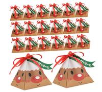 ibasenice Lot de 50 Boîtes à Friandises de Noël Triangulaires en Papier Motifs Cerf Boîtes de Bonbons de Fête pour Emballage Gourmand Présent Festif pour Friandises et Petits Objets
