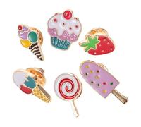 ibasenice Lot de 6 Broches en Alliage Thème Desserts D'été, Épingles à Revers Dessin Animé, Couleurs Lumineuses, Format Compact, Accessoires Femme pour Tenue Décontractée et Fêtes, Badges