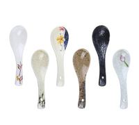 ibasenice Lot de 6 Cuillères à Soupe en Céramique Colorée, Pratiques et Élégantes, Adaptées pour Manger du Riz, Cuisine Présent de Pendaison de Crémaillère Couleur Couleur Aléatoire