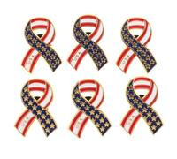 ibasenice Lot de 6 épinglettes drapeau américain, ruban patriotique, insigne drapeau des États- pour la Journée du Souvenir, le 4 juillet, le 250e anniversaire, décoration pour vêtements,