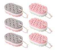 ibasenice Lot de 6 Éponges de Bain Exfoliantes pour Corps, Double Surface Douce et Abrasive, Couleur Verte, Blanche, Rose et Grise, Éponge de Bain pour Peau Sensible, Nettoyage et Moussant