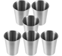 ibasenice Lot de 6 Gobelets Empilables en Acier Inoxydable 304, 350 Ml, sans Revêtement ni Peinture, Tasses à Café Bière Légères et Incassables pour Camping, Randonnée et Usage