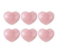 ibasenice Lot de 6 Pierres Naturelles en Cristal de Quartz Rose de Cœur 20X20X6 MM Décoration Chakra d'Équilibrage Ornement Énergétique pour Contemplation et Saint Valentin