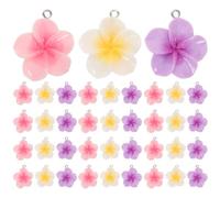 ibasenice Lot de 60 Mini Pendentifs Fleurs en Résine Plumeria 5 Pétales Breloques Colorées Blanc Pourpre Rose Clair Petits Charms Floraux Tropicaux pour Bijoux Bracelets et Accessoires