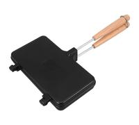 ibasenice Machine à Sandwich Double Face, Poêle Grill Pliable en Alliage | Poignée en Bois Longue, Surface Antiadhésive, Cuisson Bilatérale, pour Toasts, Œufs et Fromages