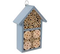 ibasenice Maison à Abeilles Peinte Nid Décoratif en Bois et Fer, Bleu, Crochets en Fer, à Suspendre au Jardin, pour L’hivernage des Abeilles