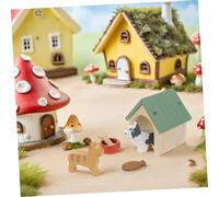 ibasenice Maison de Poupée Chenil Miniature Bois avec Figurines Chiot Bol et Nourriture Ensemble Jeu de Simulation pour Garçon Fille Mobilier Mini Maison pour Jeux Imitation