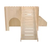 ibasenice Maison en Bois pour Petits Animaux Mangeoire à Foin Amovible, Design Ajustable et Bords Arrondis, Habitat Démontable pour Hamsters et Cochons d'Inde