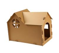 ibasenice Maison en Carton Ondulé pour Chatons Griffoir Solide et Résistant à l'usure Demi-Fermé DIY Niche Confortable et Ludique pour Chats à Griffer pour Intérieur Fournitures pour