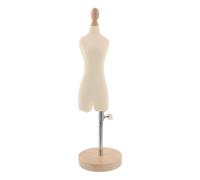 ibasenice Mannequin de Couture Ajustable Mini en Bois et Tissu Beige Insertion D'épingles, pour L'enseignement en réation de Robes pour Femmes