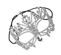 ibasenice Masque de Bal Demi-Visage en Métal Argenté avec Cristaux Scintillants Accessoire Bijou de Carnaval pour Femme Masque Décoratif Léger et Confortable pour Soirées Bals Masqués et