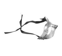 ibasenice Masque de Bal Masqué Disco Argenté en Pvc Léger Paillettes Réfléchissantes, Design Unique Moitié Visage pour Fêtes Dansantes et Bals