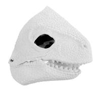 ibasenice Masque de Dinosaure Intégral Blanc à Mâchoire Articulée Masque d'Halloween Réaliste en Matériau Souple Accessoire Cosplay pour Fête Costumée et Événement à Thème