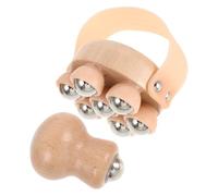 ibasenice Massageur Lymphatique Manuel en Bois 2pcs Poignée Antidérapante et Rouleaux Multi-zones pour Jambes et Réflexologie Plantaire, Design Ergonomique pour Usage Quotidien