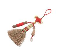 ibasenice Mini Balai Suspendu Feng Shui à Nœud Chinois Rouge pour Berceau Bébé, Amulette de Chevet pour Nettoyage Doux, Décoration Amulette Compact pour -né et Maman, Présent Naissance