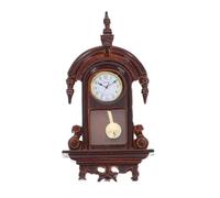 ibasenice Mini Horloge À Pendule en Bois Marron Foncé pour Maison De Poupée Accessoires Miniatures pour Maison De Poupée Horloge Suspendue Miniature en Alliage