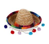ibasenice Mini Sombrero Mexicain Paille avec Frange à Pompons Petit Chapeau de Fête pour Décoration Thème Carnaval et Anniversaire