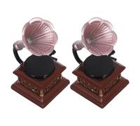 ibasenice Miniature Phonograph Model for Dollhouse Retro Record Player Figurine Small Scale Music Decoration Vintage Dollhouse Furniture Ornament