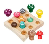 ibasenice Montessori Bois pour Tout Petits Jeu de de Formes et des Jeu de Récolte de Champignons Colorés Éducatif Bois pour Développement Manuel et Cognitif