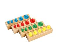 ibasenice Montessori Cylindres Bois Colorés Jeu Éducatif Sensoriel pour Garçon Fille Cylindres à Boutons pour Reconnaissance des Couleurs et Motricité Fine