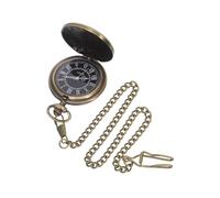 ibasenice Montre de Poche Bronze Rétro avec Chiffres Romains Boîtier Lustré et Chaîne Résistante Montre Mécanique à Clapet pour Hommes et Occasions Spéciales