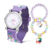ibasenice Montre Garçon et Filles Licorne Violet Clair 1 Pièce avec 2 Bracelets Assortis Montre à Quartz avec Grands Chiffres Arabes pour Petites Filles Coffret Présent Licorne