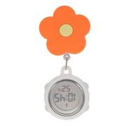 ibasenice Montre Infirmière Numérique Clip Rétractable avec Broche Fleur Orange Lumineuse Étanche Légère et Sécurisée pour Personnel Soignant et Ambulanciers