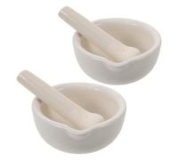 ibasenice Mortier et Pilon en Céramique Blanche 10cm, Lot de 2 Set de Set de Pièces avec Bec Verseur, pour Épices et Assaisonnements Cuisine