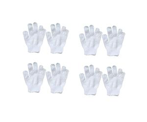 ibasenice Moufles de Bain pour Garçon et Filles en Nylon Blanc avec Manchette Large, Lot de 8 Set de Set de Pièces pour Nettoyer en Profondeur la Peau Pendant la Bain