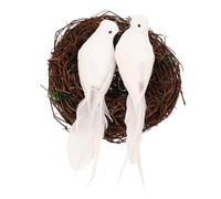 ibasenice Nichoirs Tressés Rotin avec Oiseaux Décoratifs Réalistes Nid Artificiel pour Maison Jardin Cage et Balcon Ornement Naturel DIY