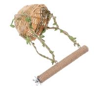 ibasenice Nid D’Oiseau en Paille De Perche De Support D'oiseau Aire De Jeux pour Perroquets Support De Cage à Oiseaux Perche De Perruche Jouets Perroquet Stand D'oiseau en Bois