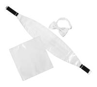 ibasenice Nœud et Mouchoir pour Hommes, Accessoires de Costume de Mariage, Satin Face Blanc, Simple et Élégant, pour Mariages et Fêtes, Style Classique