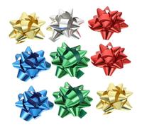 ibasenice Nœuds Présents de Noël Autocollants 150 Pcs Étoiles Décoratives Multicolores 1 Pouce X 5 MM Nœuds pour Emballages Présents Décorations Festives DIY pour Noël et Fêtes