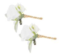 ibasenice Ornement de Mariage Fleur Artificielle Blanche en Tissu de Soie et Plastique, Lot de 2 Pièces, Décor Polyvalent pour Fête et Accessoire Photo Élégant