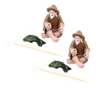 ibasenice Ornement pour Aquarium Pêcheur en Résine Artisanale 2 Pièces, Décoration sous-Marine Réaliste, Matériau sans Danger, Décor Aquatique Riverain pour Passionnés de Pêche