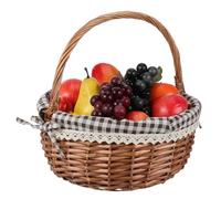 ibasenice Panier Rotin Synthétique Tissé à Main avec Doublure et Poignées Panier Multifonction pour Fruits et Pique Robuste et Portable Réutilisable